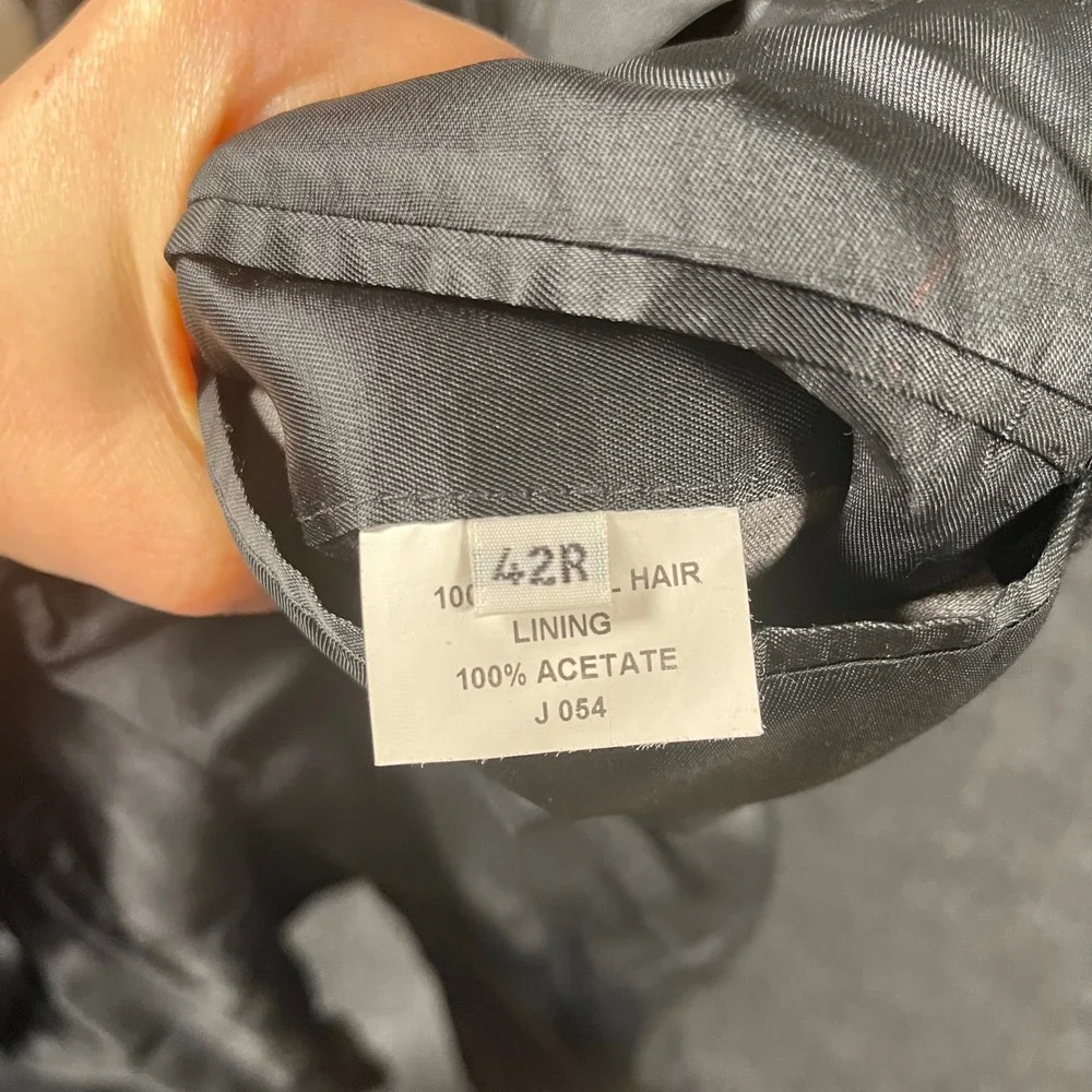 Andrew Fezza Mens 42R Blazer Sport Coat Black 100% Camel Hair Two Button Jacket